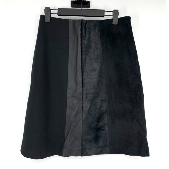 Theory Skirt Black Lamb Leather Calf Hair Suede A Line - Picture 1 of 10